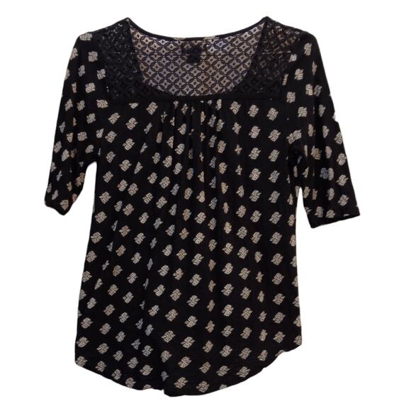 LUCKY BRAND Blouse Top M Crochet Lace‎ Embroidery Boho Romantic Festival Floral - Picture 9 of 9